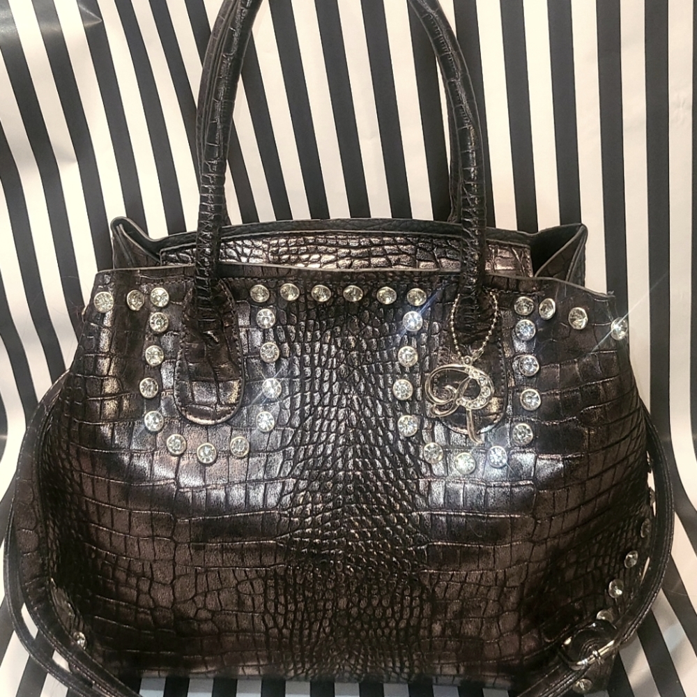 Authentic Raviani Handbag    ☆Handmade ☆ Genuine Leather ☆Crystal Rhinestones ☆